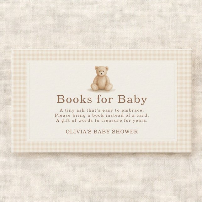 Gingham Bearly Wait Teddy Bear Books For Baby  Enclosure Card (Creator Uploaded)