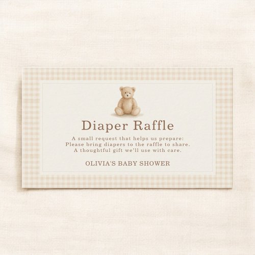 Gingham Bearly Wait Teddy Bear Diaper Raffle 