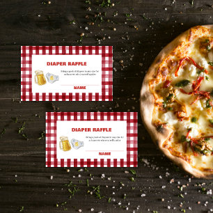 Gingham Beer Diaper Diaper Raffle Baby Shower  Enclosure Card