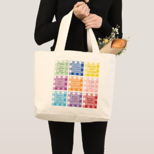 Gingham Bible verses about children babies Large Tote Bag