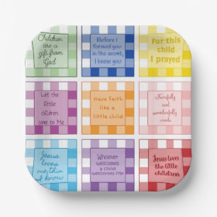 Gingham Bible verses Baby Shower Paper Plates