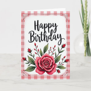 Gingham Birthday Wishes Card