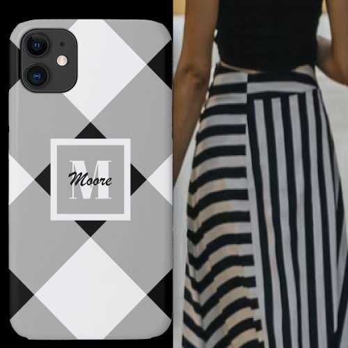 Gingham _ Black and Gray Phone Case