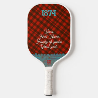 Gingham black and red carbon fiber pickleball paddle