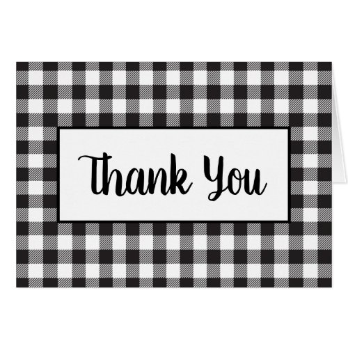 Gingham Black Plaid Country Wedding Thank You