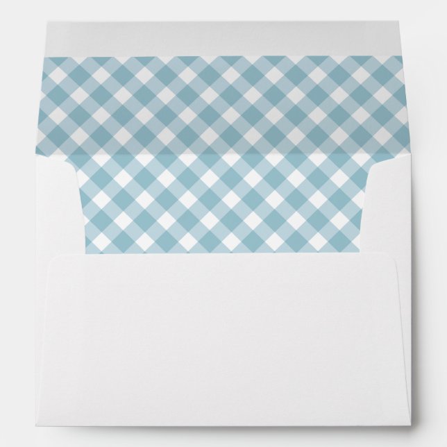 Gingham Blue and White Check Pattern Envelope (Back (Bottom))
