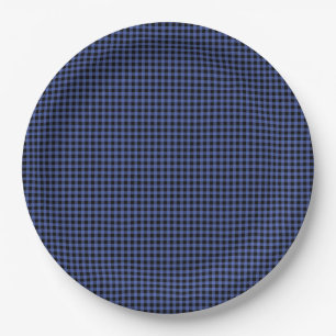 Gingham Blue Black Classic Timeless Preppy Chic Paper Plates