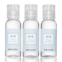 Gingham blue bow tie baby shower personalized hand sanitizer