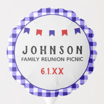 Gingham Blue Checkered Picnic-themed Event Balloon