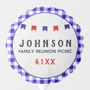 Gingham Blue Checkered Picnic-themed Event Balloon