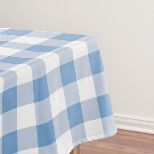 Gingham Blue Summer Picnic Plaid Tablecloth
