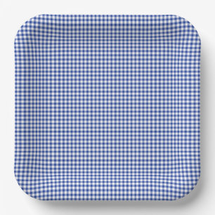 Gingham Blue White Preppy Lobster Bake Summer Paper Plates