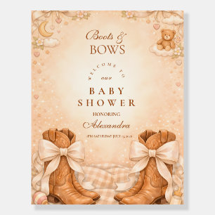 Gingham Boots And Bows Baby Shower Foam Board