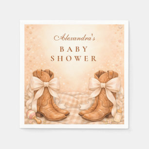 Gingham Boots And Bows Baby Shower Napkins