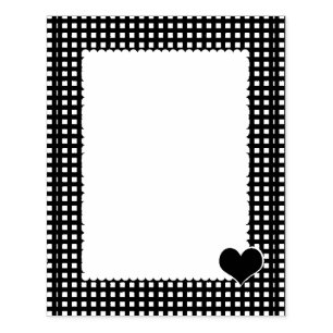 Gingham Border with Corner Heart Stamper Rubber Stamp