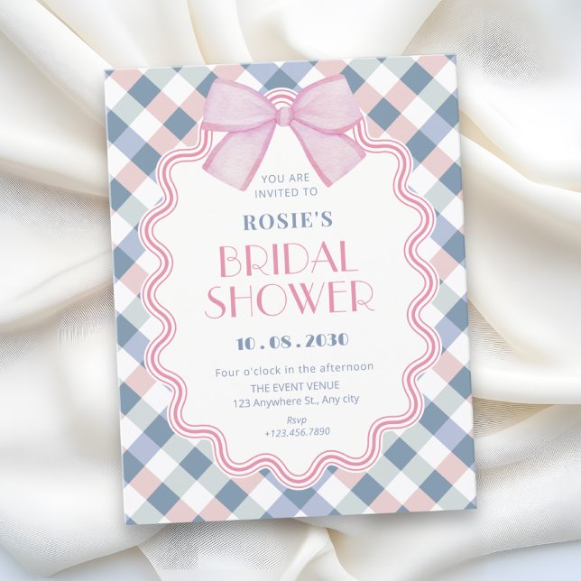 Gingham bow birthday invitation (Creator Uploaded)