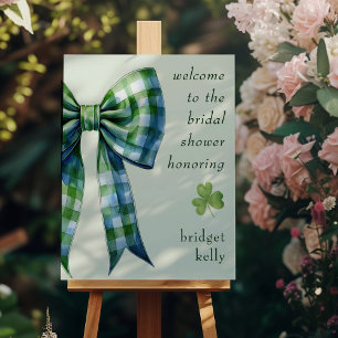 Gingham Bow Elegant Irish Bridal Shower Welcome Foam Board