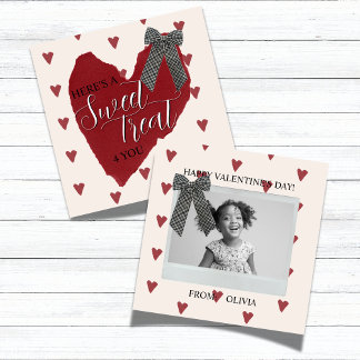 Gingham Bow Red Valentine's Classroom Photo Card