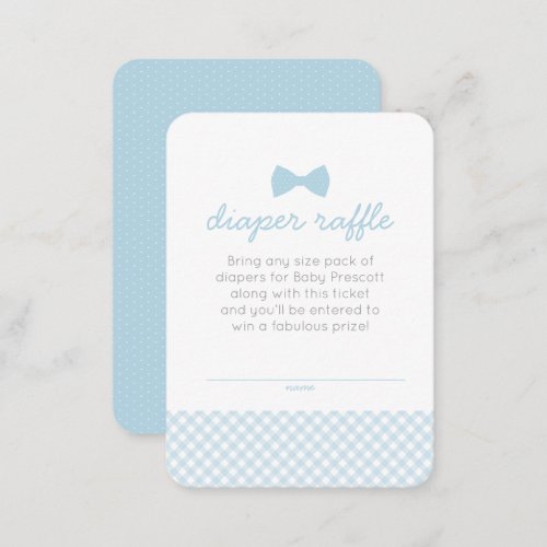 Gingham bow tie baby shower diaper raffle ticket enclosure card