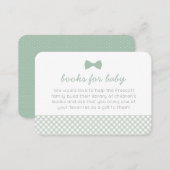 Gingham bow tie green baby shower enclosure card (Front/Back)