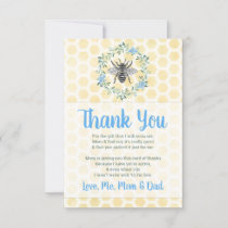 gingham boy mommy to bee theme flat baby shower thank you card