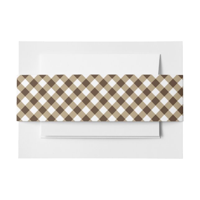 Gingham Brown White  Invitation Belly Band (Front Example)