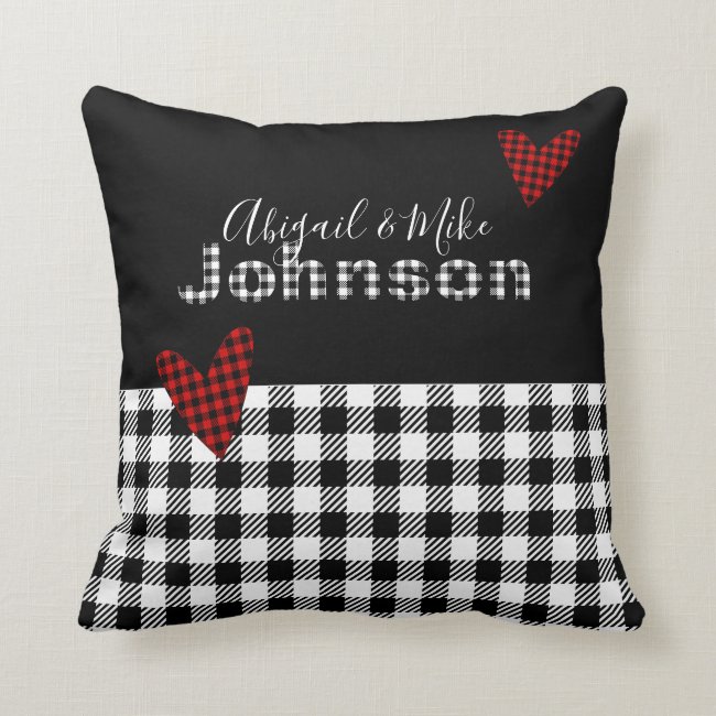 Gingham Buffalo Check Personalized Black Red White