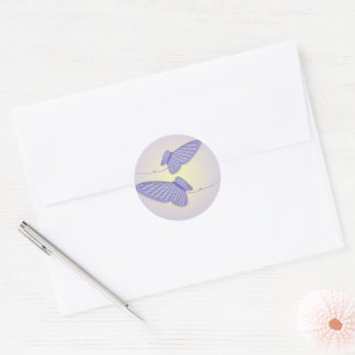 Gingham Butterflies Classic Round Sticker