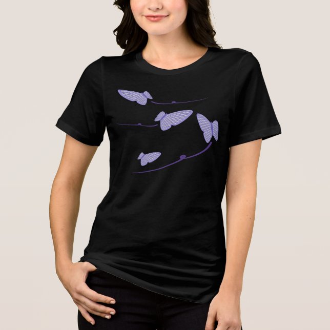 Gingham Butterflies Tri-Blend Shirt (Front)