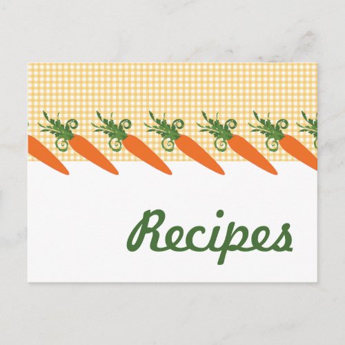 Gingham Carrot Recipe Postcard