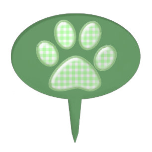 gingham cat paw - green cake topper
