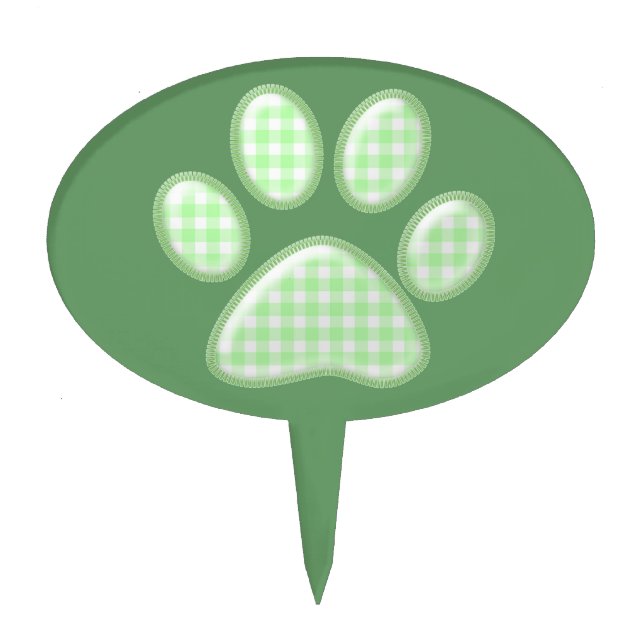 gingham cat paw - green cake topper (Front)
