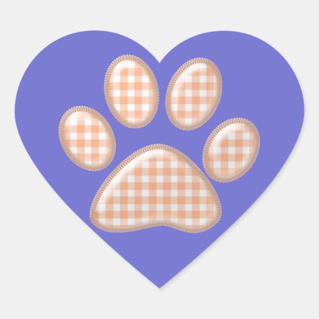 gingham cat paw - orange heart sticker (Front)