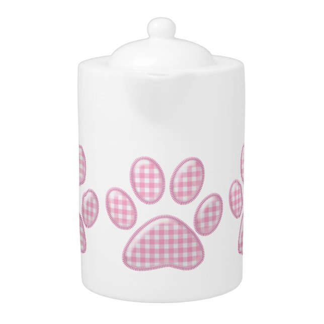 gingham cat paw - pink teapot (Front)