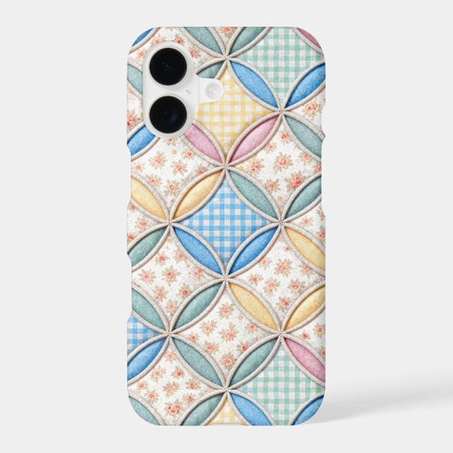Gingham Cathedral Window Quilt Design iPhone Case (Back)