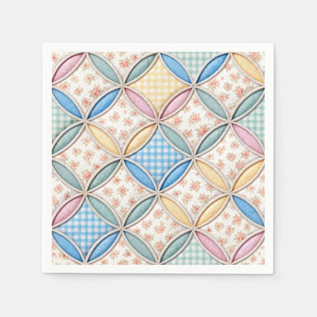 Gingham Cathedral Window Quilt Design Napkins (Front)