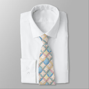 Gingham Cathedral Window Quilt Design Neck Tie