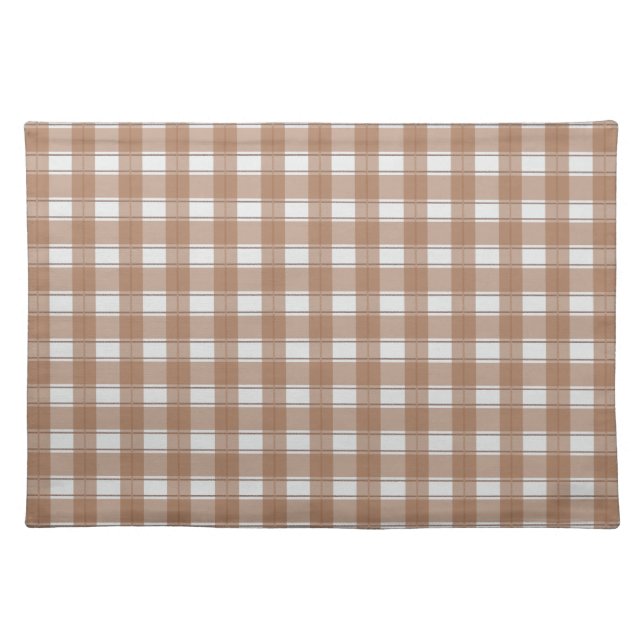 Gingham Charm Brown Cloth Placemat (Front)