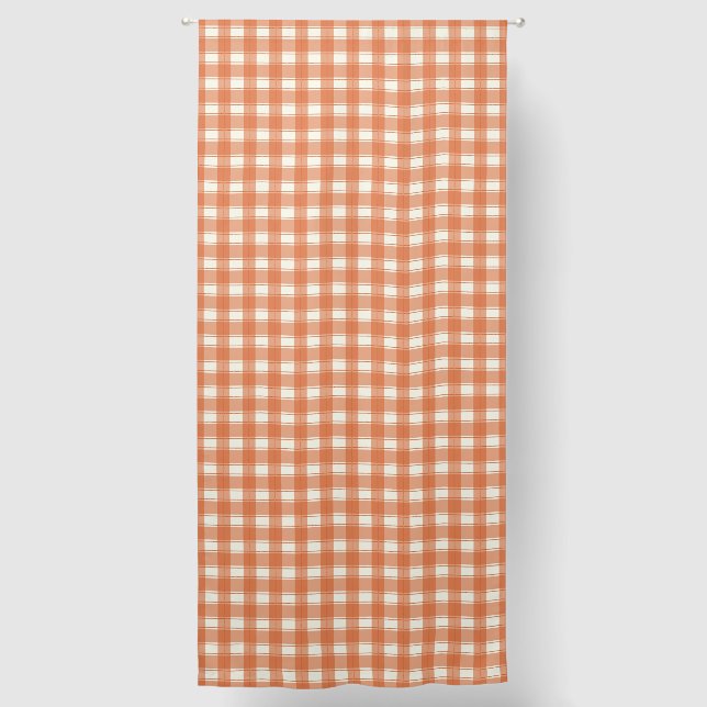 Gingham Charm Orange Blackout Curtains (Front)