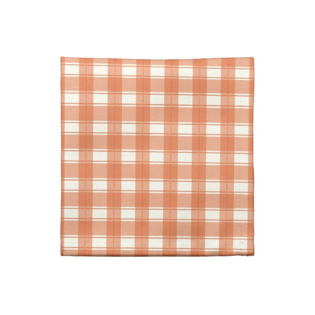 Gingham Charm Orange Cloth Napkin (Quarter Fold)