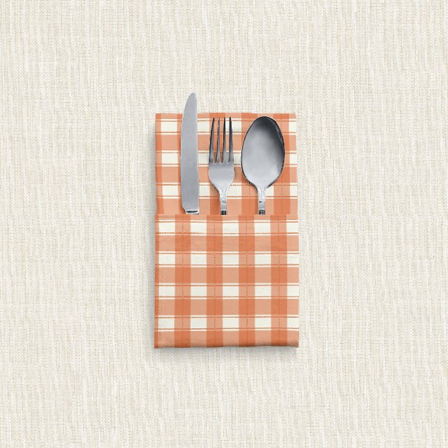 Gingham Charm Orange Cloth Napkin (Creator Uploaded)