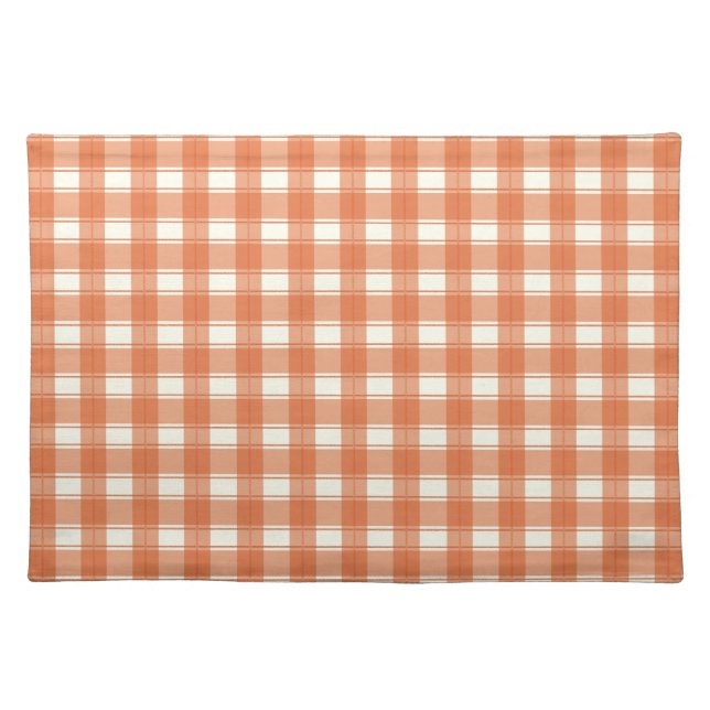 Gingham Charm Orange Cloth Placemat (Front)