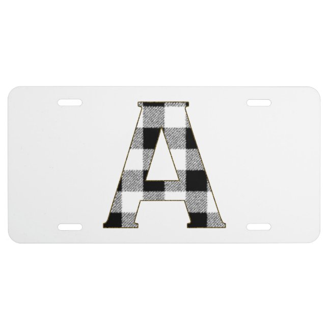 Gingham Check A License Plate (Front)