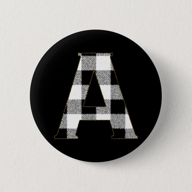 Gingham Check A Pinback Button (Front)
