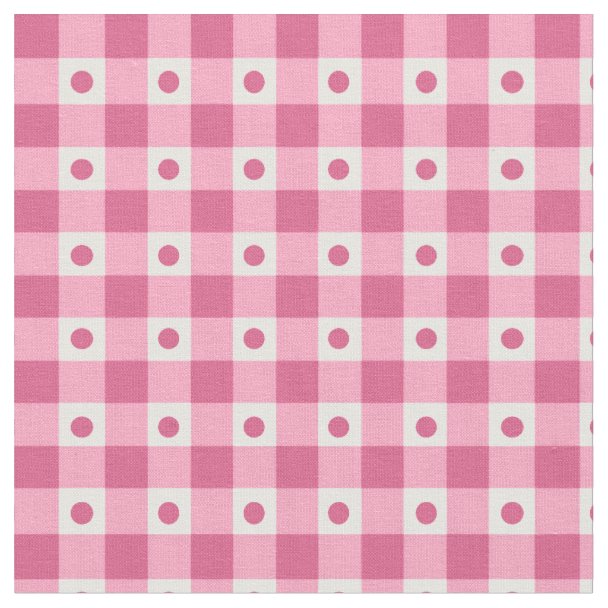 Pink White Checkered Gingham Pattern Fabric | Zazzle