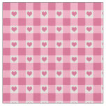 Gingham Check And Hearts Pattern | Pink Fabric