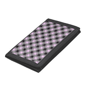 Gingham Check Black Tri-fold Wallet