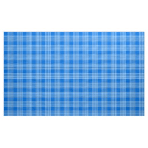Gingham Check Blue and White Fabric