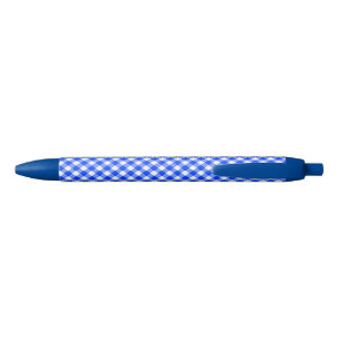Gingham Check Blue Ballpoint Pen