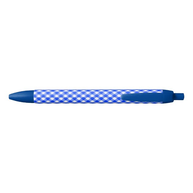 Gingham Check Blue Ballpoint Pen (Back)